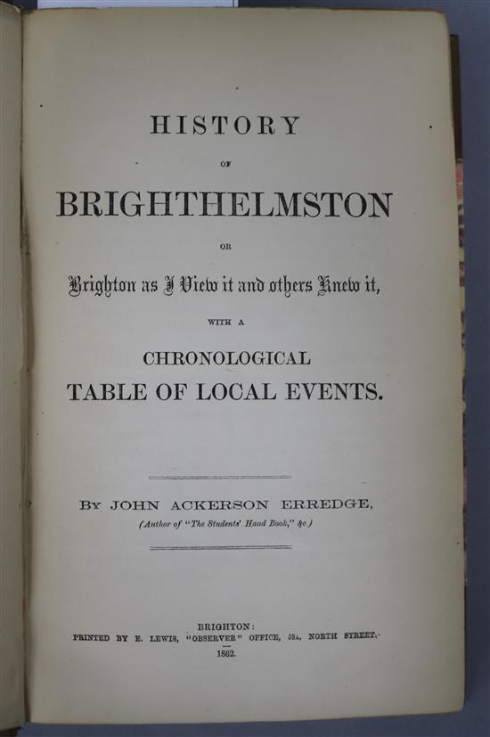 Erredge, John Ackerson - History of Brighthelmston, 8vo, rebound half calf, Brighton 1862